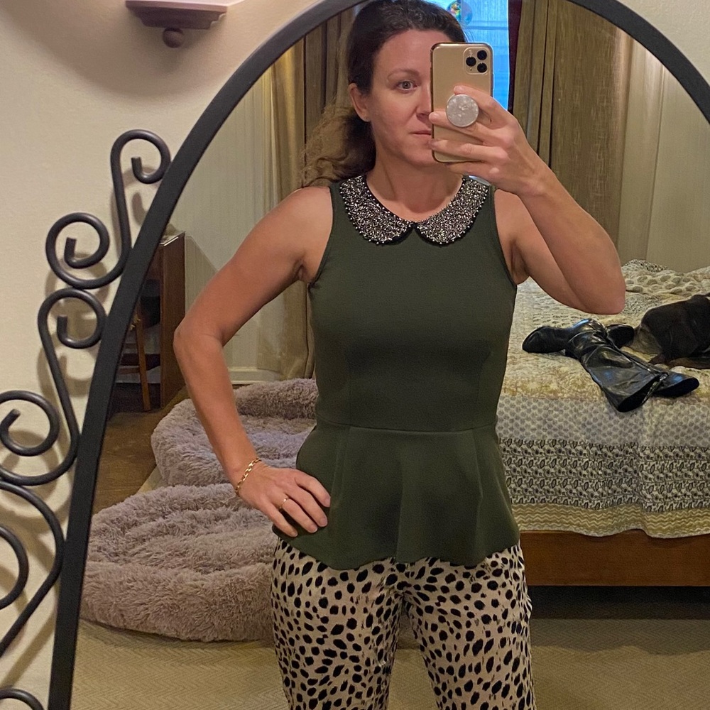 Cute peplum top with beaded collar